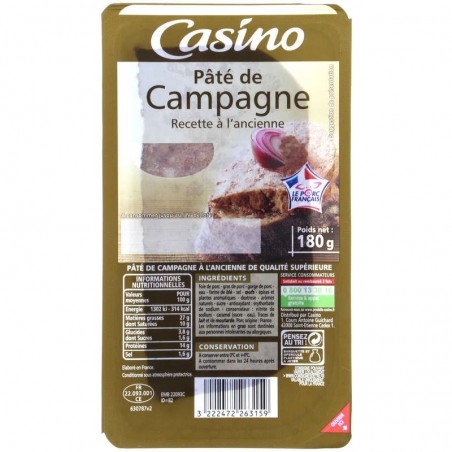 CASINO Paté de campagne recette à l'ancienne 180g CASINO Paté de campagne recette à l'ancienne 180g
